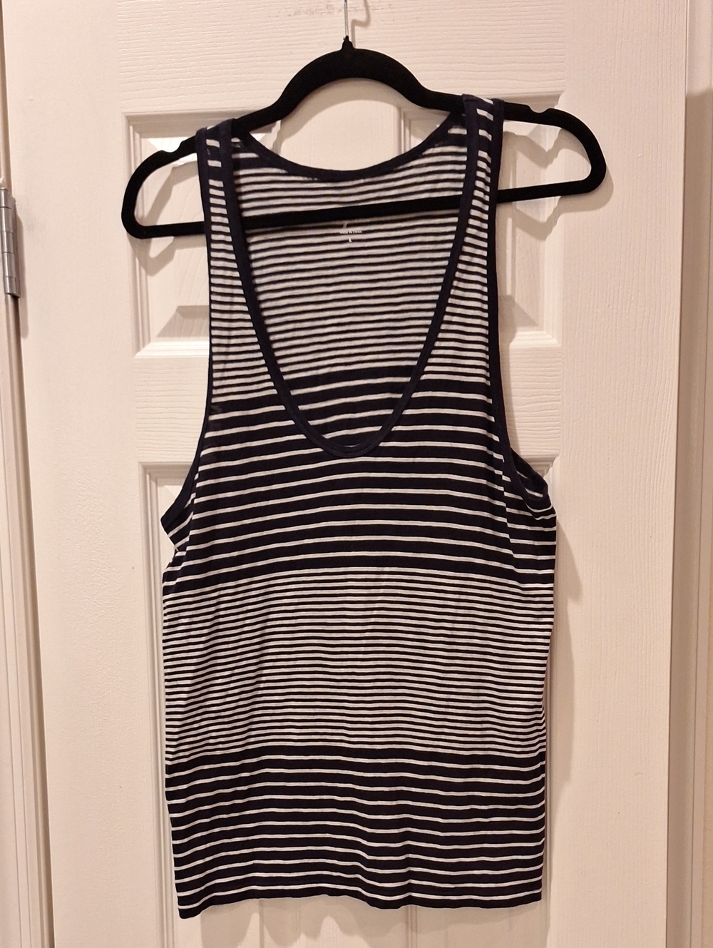 J. Crew - Navy and White Striped Scoop Neck Tank - Large